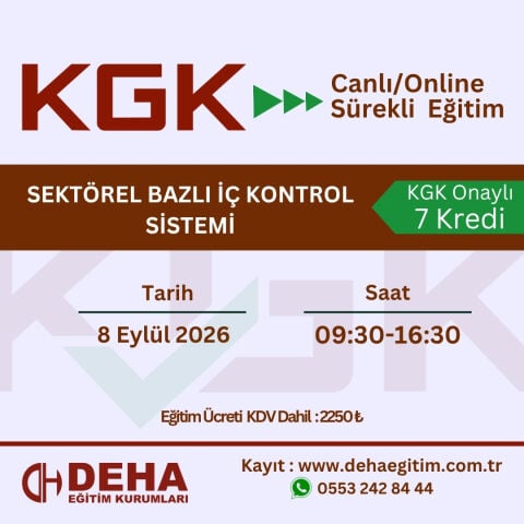 KGK Canlı & Online Sürekli Eğitim - SEKTÖREL BAZLI İÇ KONTROL SİSTEMİ (8.09.2026)