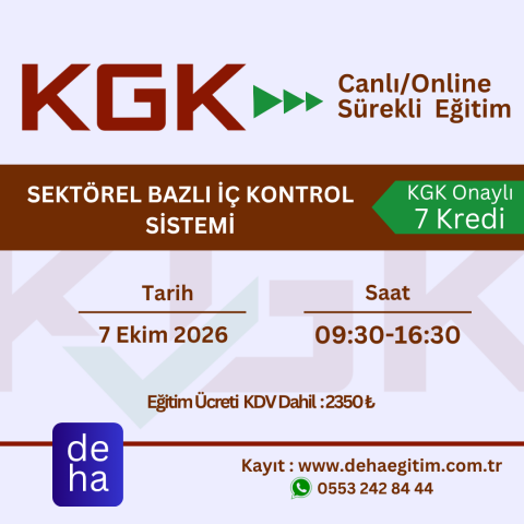 KGK Canlı & Online Sürekli Eğitim - SEKTÖREL BAZLI İÇ KONTROL SİSTEMİ (07.10.2026)