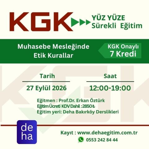 KGK Yüz Yüze Sürekli Eğitim - Muhasebe Mesleğinde Etik Kurallar (27.09. 2026)